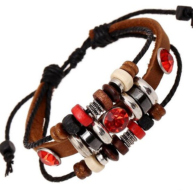  Men's Women's Bead Bracelet Leather Bracelet Leather Bracelet Jewelry Brown For Wedding Party Daily Casual Sports