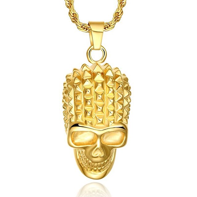  Herrn Pendant Halskette Statement Ketten Totenkopf Gedenke des Todes Erklärung Personalisiert Punk vergoldet Gold Modische Halsketten Schmuck Für Party Alltag Normal