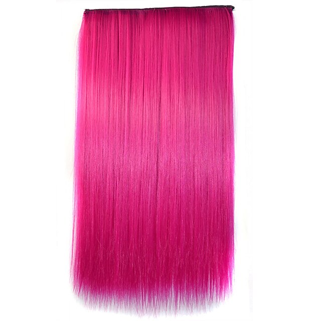  26-Zoll-Clip in der synthetischen rosa Farbe gerade Haarverlängerungen mit 5 Clips
