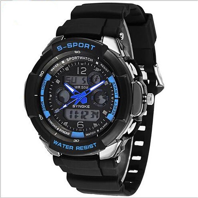  SYNOKE Homme Montre de Sport Montre Montre Digitale Quartz Numérique Quartz Japonais Caoutchouc Noir 30 m Etanche Alarme Calendrier Analogique - Digitale Numérique Argent Jaune Bleu / Chronographe