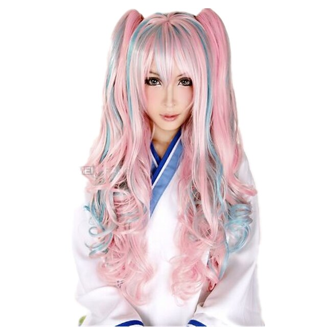  Συνθετικές Περούκες Σγουρά Πυκνότητα Χωρίς κάλυμμα Γυναικεία Ροζ Καρναβάλι περούκα Απόκριες Περούκα Lolita Wig Συνθετικά μαλλιά