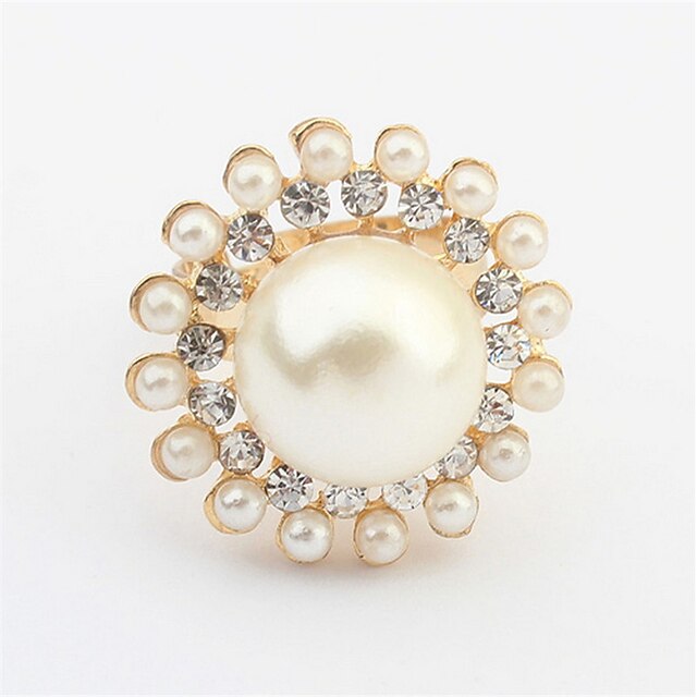  New Hot Elegant Women Rings Gold Alloy Pearl Imitation Rings Women Party Charm Fashion Jewelry For Women