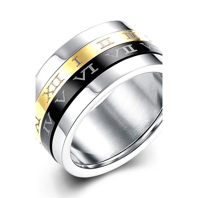  טבעת הטבעת טבעת הצהרה For בגדי ריקוד גברים מפלגה חתונה קזו'אל מוזהב מצופה כסף כסוף מונוגרמות מוזהב שחור ולבן שחור לבן / טבעת חברות