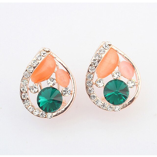  Women's Stud Earrings / Drop Earrings - Rhinestone, Opal Drop Red / Green / Light Blue For Wedding / Party / Daily
