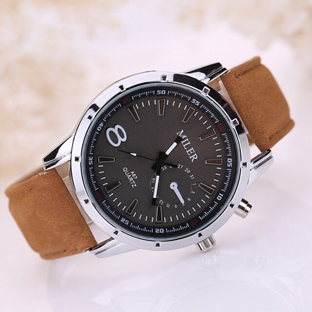  Men's Luxury Leather Band Black 8 Case Military Sports Style Watch Jewelry Wrist Watch Cool Watch Unique Watch