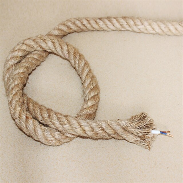  (10m/lot)2*0.75 Antique Double Braided Hemp Rope Electrical Wire Vintage Pendant Light Cord Knitted Lights Accessories