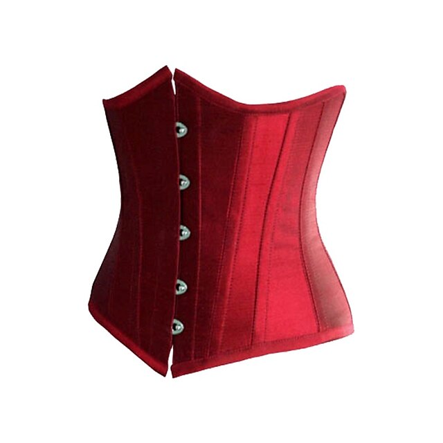  Corset Women's White Black Red Satin Underbust Corset Lace Up Solid Colored