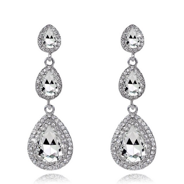  Luxury Drops Shape Cubic Zrconia Crystal Drop Earrings Jewelry for Lady(6*1.9cm)