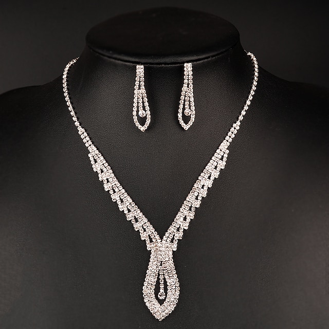  Transparent Cristal Set bijuterii - Ștras de Mireasă Include Argintiu Pentru Nuntă Petrecere Ocazie specială Aniversare Zi de Naștere Cadou / Zilnic / Σκουλαρίκια / Coliere