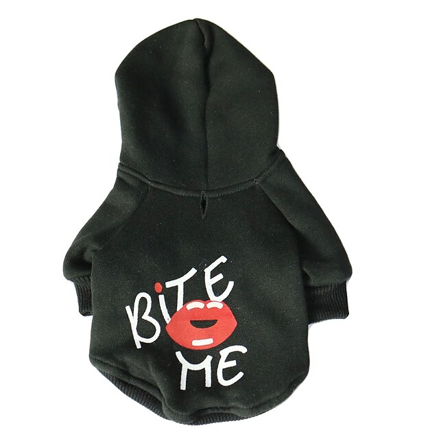  Katze Hund Kapuzenshirts Fleece-Hoodie Welpenkleidung Lippen Modisch Winter Hundekleidung Welpenkleidung Hunde-Outfits Schwarz Kostüm für Mädchen und Jungen Hund Baumwolle XS S M L