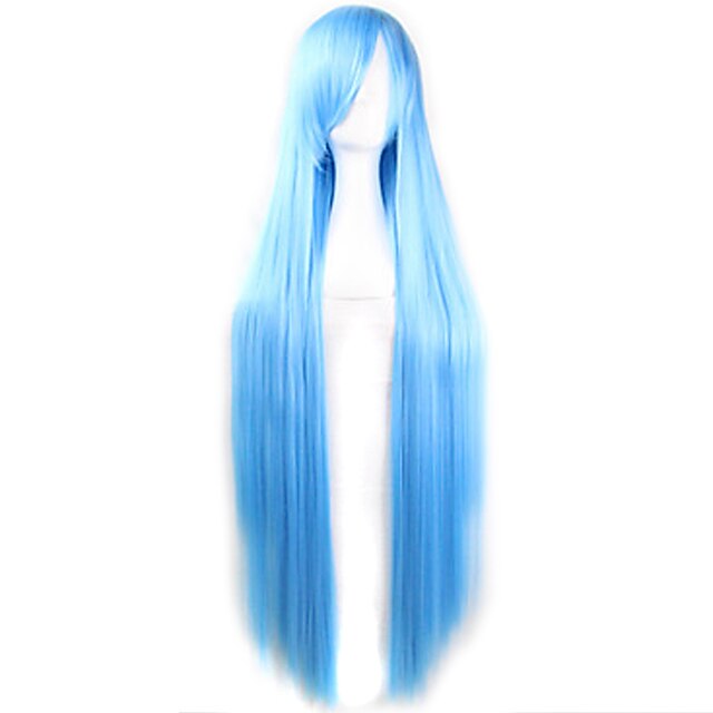  Cosplay Costume Wig Synthetic Wig Straight Straight Asymmetrical Wig Long Light Blue Synthetic Hair Women's Natural Hairline Blue