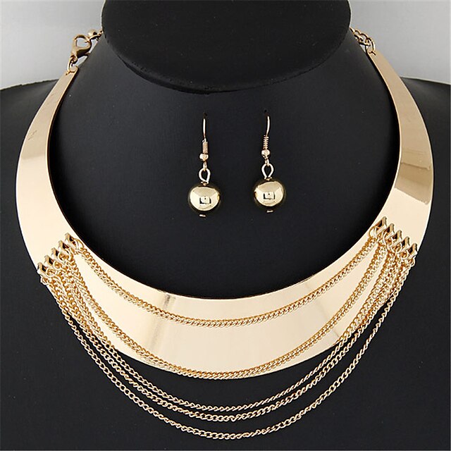  Mujer Borla Conjunto de joyas - Importante, Borla, Punk Incluir Pendients de aro / Collar / pendientes Plata / Dorado Para Fiesta / Diario / Casual / Pendientes / Collare