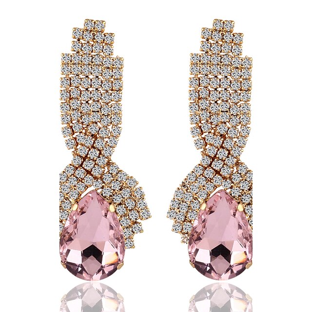  Femme Or Noir Bleu Cristal Boucle d'Oreille Pendantes Classique Des boucles d'oreilles Bijoux Noir / Rose / Dorée Pour Soirée