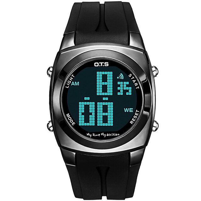  Masculino Relógio Esportivo Relógio de Moda Relogio digital Digital LED LCD alarme Luminoso Cronômetro Borracha Banda Preta Preto