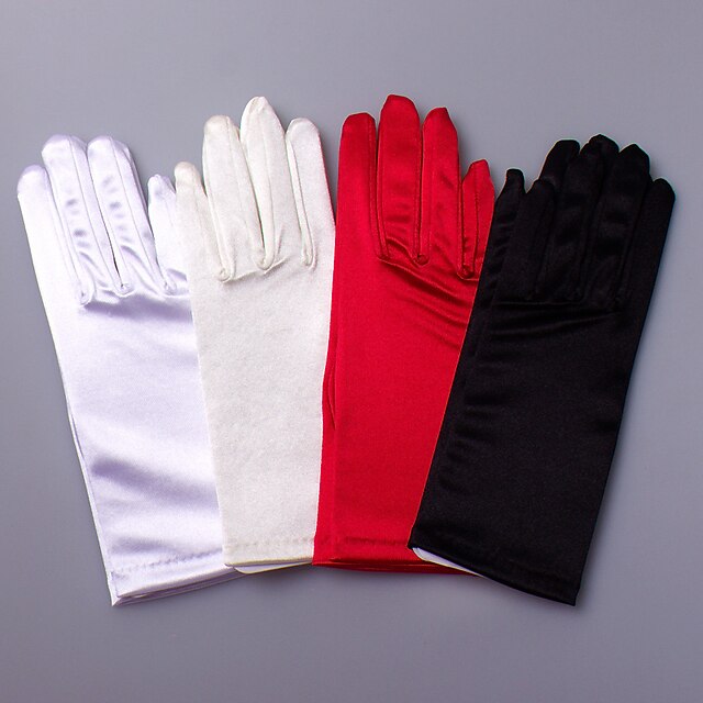  Polyester Satin Elastic Satin Wrist Length Glove Classical Bridal Gloves Party / Evening Gloves With Solid