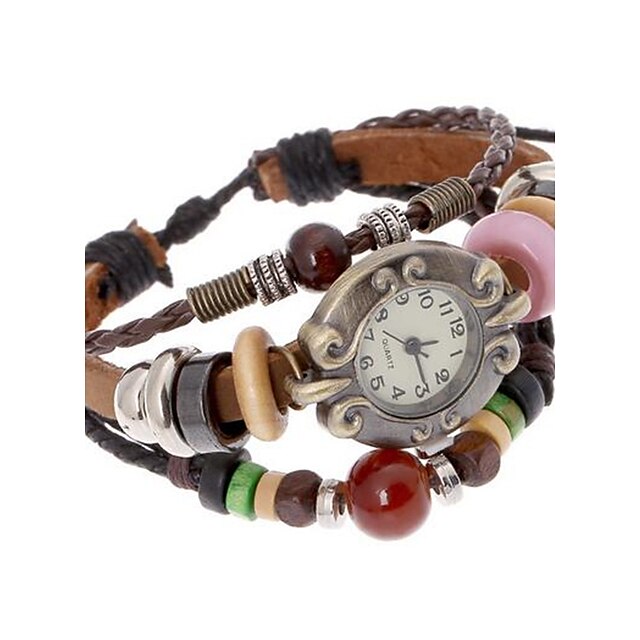  Women's Fashion Watch Bracelet Watch Digital Leather Brown Analog Bohemian - Brown