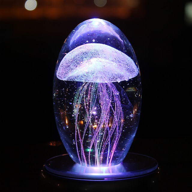  Luz da noite candeeiro de mesa colorido medusa noite luz novela ofícios de cristal led night lamp atmosfera luminosa luz gife