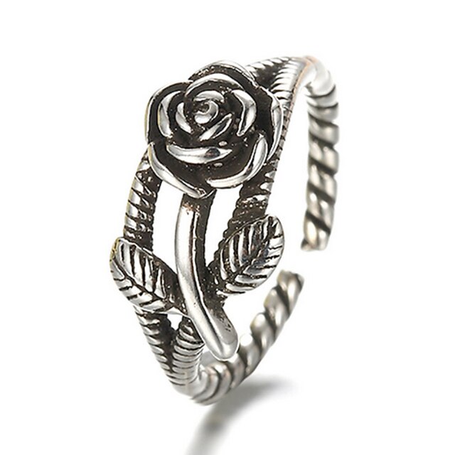  Men's Women's Band Rings Vintage Party Fashion Adjustable Silver Sterling Silver Roses Flower Jewelry Daily Casual