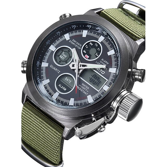  Men's Wrist Watch Quartz Japanese Quartz Green 30 m Water Resistant / Waterproof Calendar / date / day Analog-Digital Luxury - White Black Two Years Battery Life / Maxell CR2016