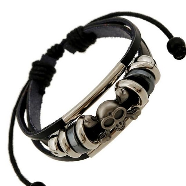  Herrn Damen Perlenarmband Lederarmbänder Leder Armbänder Schmuck Schwarz Für Hochzeit Party Alltag Normal Sport