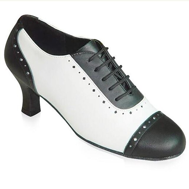  Mulheres Sapatos de Dança Moderna / Sapatos de Swing Sintético Salto Cristais Salto Robusto Personalizável Sapatos de Dança Preto e Branco / Interior