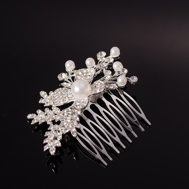  sølv / gull blad form krystall perle hår kammer for bryllupsfesten dame