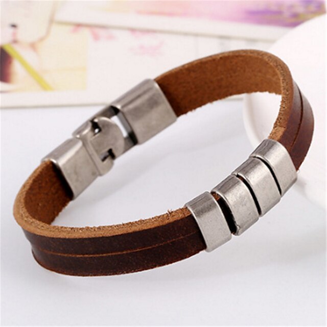  Men's Women's Leather Bracelet Leather Bracelet Jewelry Black / Brown For Wedding Party Daily Casual Sports