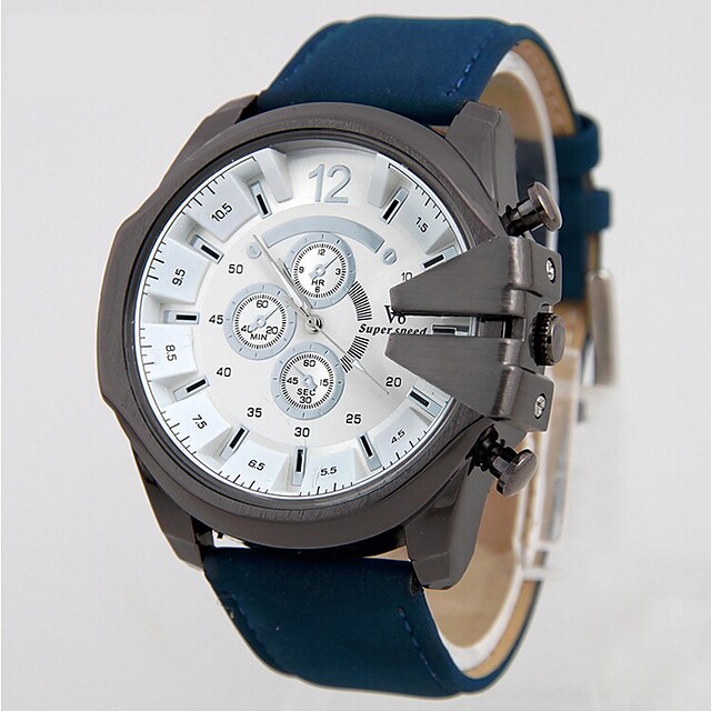  V6 Men's Wrist Watch Water Resistant / Water Proof Leather Band Charm Black / Blue / Brown