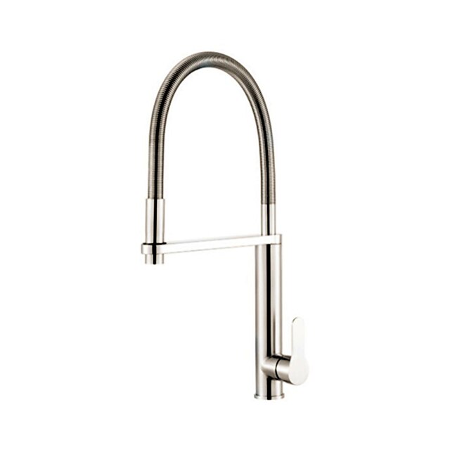  Kitchen faucet - Single Handle One Hole Nickel Brushed Pull-out / ­Pull-down Vessel Contemporary Kitchen Taps