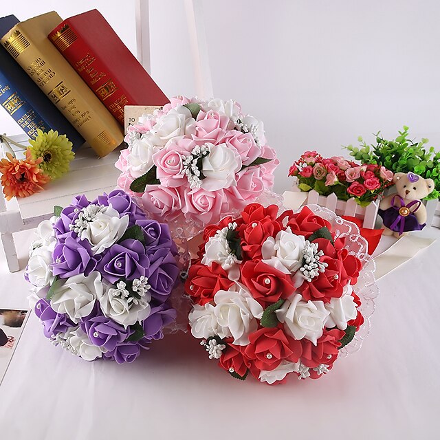  Fleurs de mariage Bouquets Mariage / Fête / Soirée Cristal / Strass / Mousse 22cm