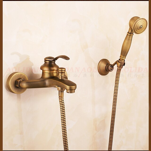  Dusjkran - Moderne Antikk Kobber Centersat Keramisk Ventil Bath Shower Mixer Taps / Messing / Enkelt håndtak To Huller