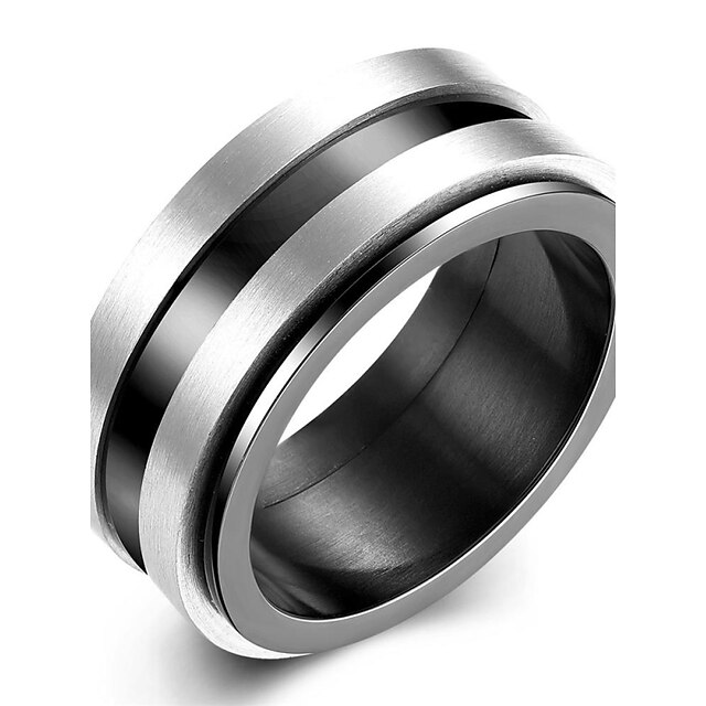  טבעת הטבעת מפלגה לבן שחור מצופה כסף פלדת טיטניום מותאם אישית צִיצִית בוהמי / בגדי ריקוד גברים / טבעת הצהרה / טבעת חברות