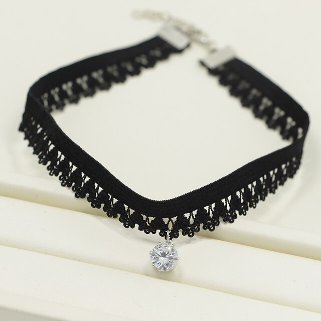  Women's Crystal Choker Necklace Torque Ladies Tattoo Style Fashion Lace Black Necklace Jewelry For Daily Casual / Tattoo Choker Necklace