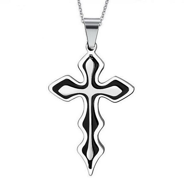  Men's Pendant Necklaces Pendants Layered Necklaces Cross Titanium Steel Cross Jewelry For Daily Casual