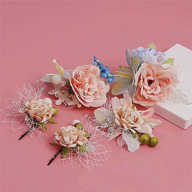  Women's Alloy / Fabric Headpiece-Wedding / Special Occasion / Outdoor Flowers / Hair Clip 5 Pieces
