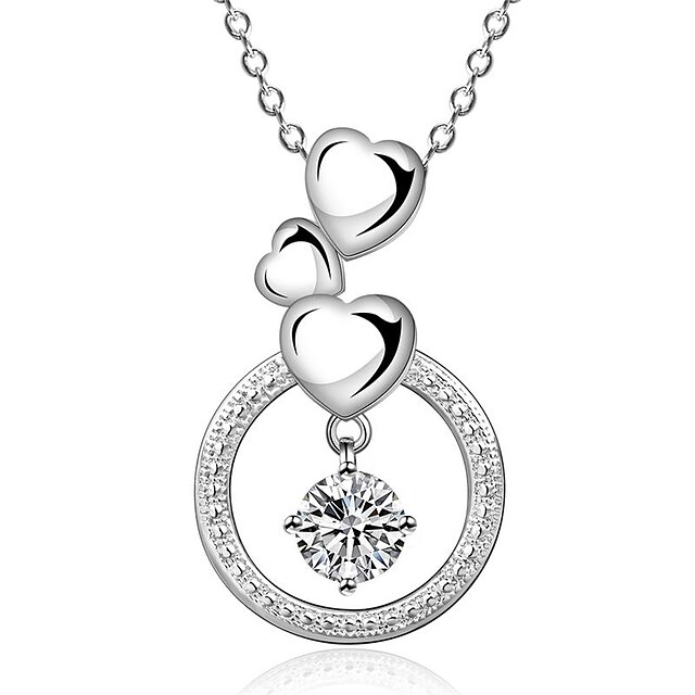 Women's Cubic Zirconia Choker Necklace / Pendant Necklace / Statement Necklace - Sterling Silver, Zircon, Cubic Zirconia Heart, Love Ladies, Fashion White Necklace Jewelry For Wedding, Party, Daily