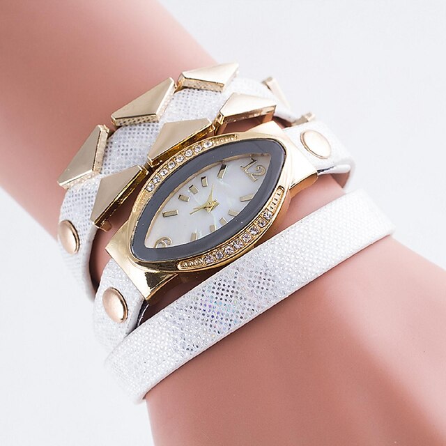  Mulheres Relógio de Moda Simulado Diamante Relógio Quartzo Couro PU Acolchoado Cores Múltiplas Relógio Casual Analógico Branco Preto Roxo