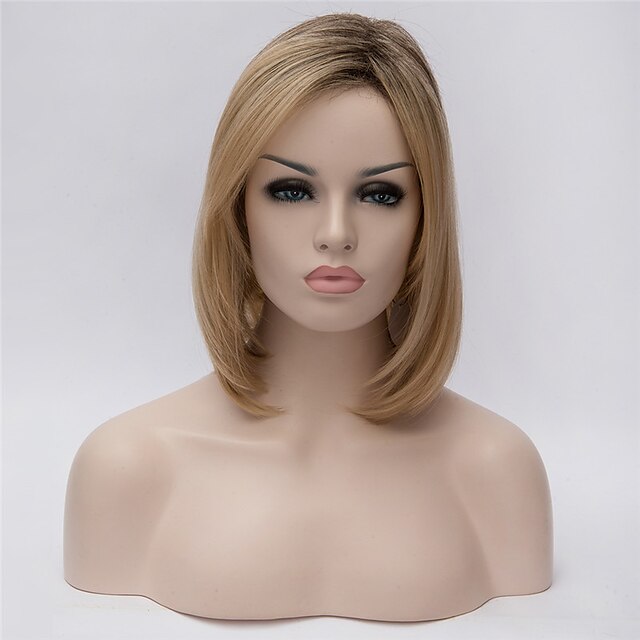  Synthetic Wig Straight kinky Straight kinky straight Straight Bob Wig Blonde Short Bleached Blonde Synthetic Hair Women's Middle Part Bob Natural Hairline Blonde