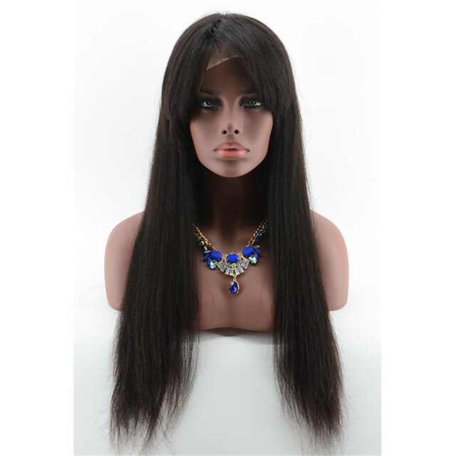  Cheveux humains Full Lace Perruque Droit 130% Densité 100 % Tissée Main Perruque afro-américaine Ligne de Cheveux Naturelle Court Moyen