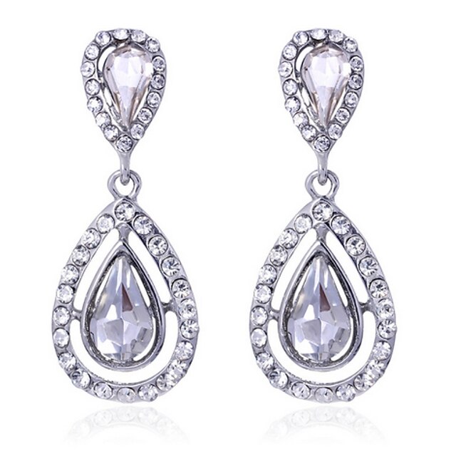  Women's White Crystal Drop Earrings Cubic Zirconia Earrings Jewelry White For 1pc