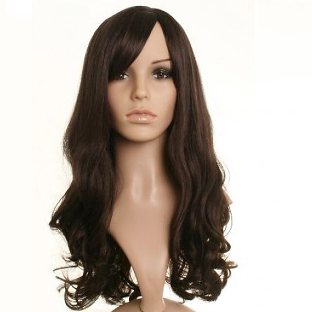  Synthetic Wig Wavy Wavy Wig Medium Length Brown Synthetic Hair Women's Brown