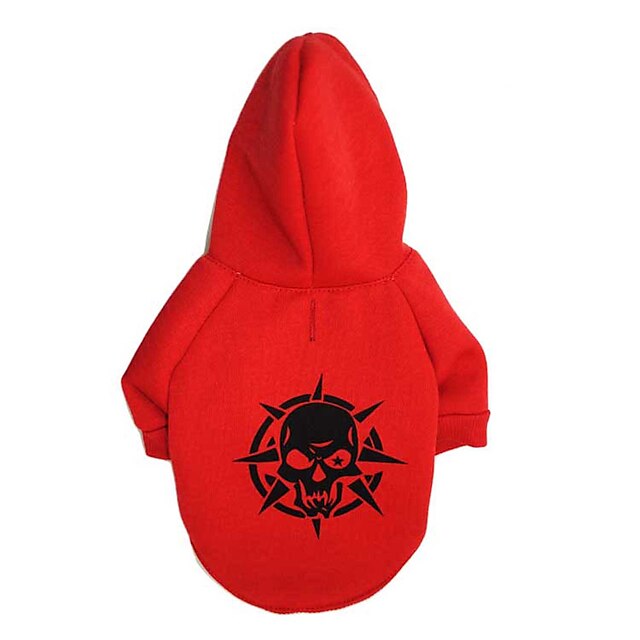  Katze Hund T-shirt Kapuzenshirts Fleece-Hoodie Totenkopf Motiv Modisch Hundekleidung Welpenkleidung Hunde-Outfits Schwarz Rot Grün Kostüm für Mädchen und Jungen Hund Baumwolle XS S M L