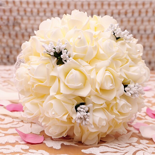  Fleurs de mariage Bouquets Mariage Fleur séchée / Satin 23cm