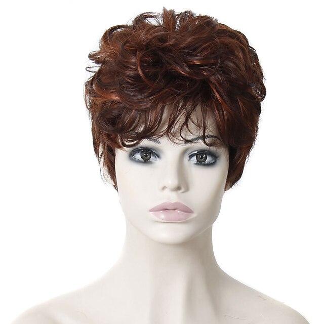  Synthetic Wig Curly Curly Wig Auburn Synthetic Hair Brown AISI HAIR