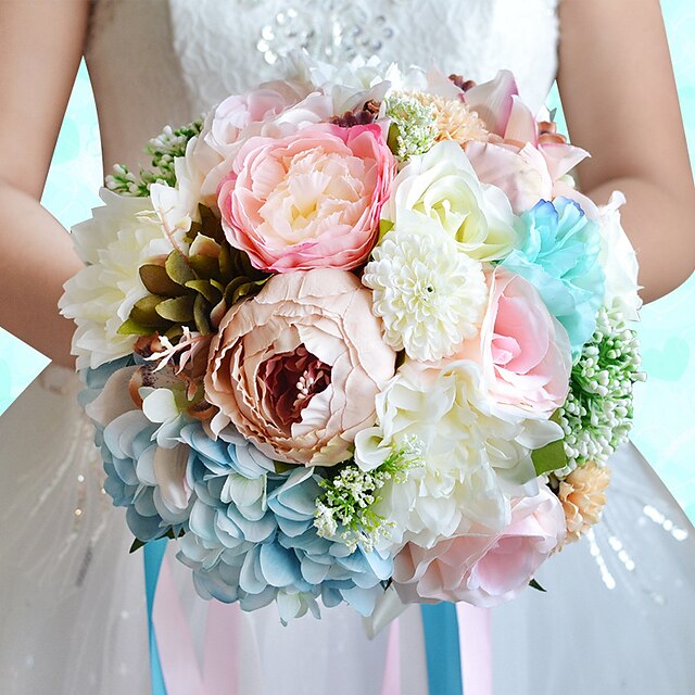  Wedding Flowers Bouquets Wedding / Party / Evening Dried Flower / Rhinestone / Polyester 11.8