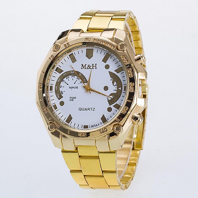 Homens Mulheres Casal Relógio de Moda Quartzo Dourada Relógio Casual Analógico Dourado Branco