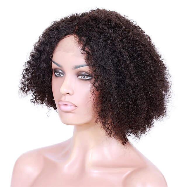  Emberi haj Géppel készített U-rész Csipke korona, szőtt Paróka stílus Kinky Curly Paróka 130% 150% 180% Haj denzitás Természetes hajszálvonal Afro-amerikai paróka 100% kézi csomózású Női Rövid