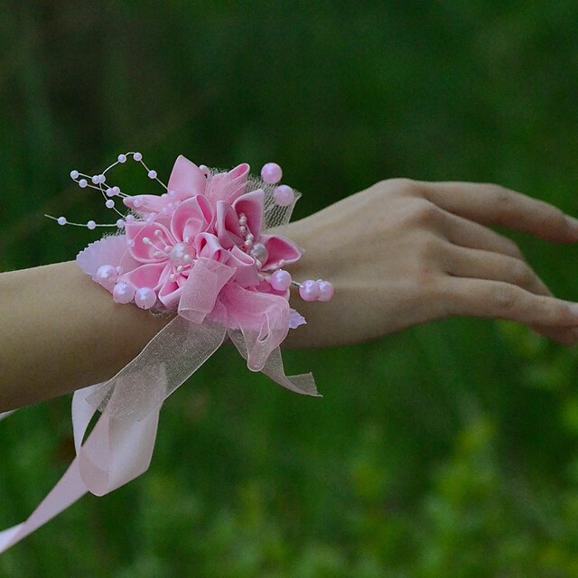  Fleurs de mariage Petit bouquet de fleurs au poignet Mariage / Fête / Soirée Tulle / Satin 3cm