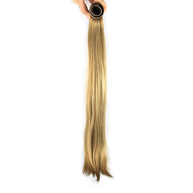  longueur noir et perruque d'or 52cm droite haute température fil shrapnel cheveux raides synthétique couleur queue de cheval 2005