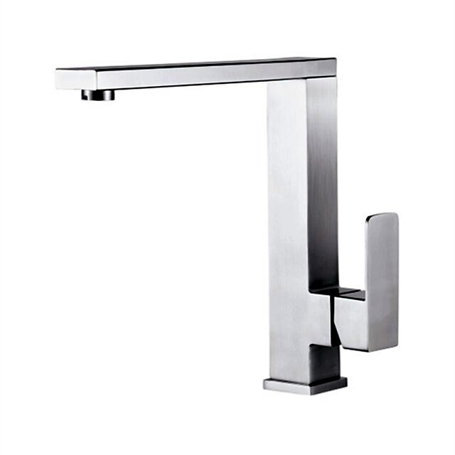  Grifería de Cocina - Sola manija Un agujero Níquel Cepillado Boquilla estándar Lavabo Moderno Kitchen Taps